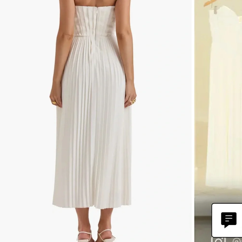 House of CB — Amorata Cream Strapless Pleated Dress - Picture 2 of 8